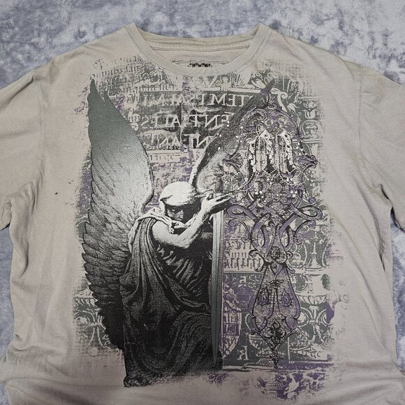 VINTAGE Y2K Modern Culture T-Shirt Angel Warrior Affliction Style Size XXL - Picture 3 of 11